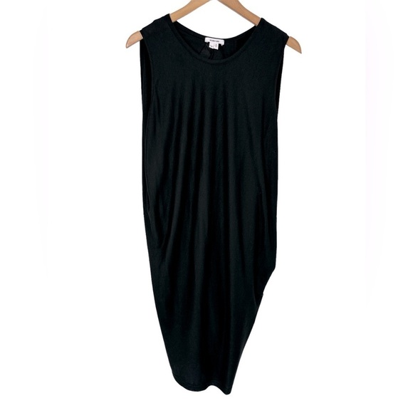 Helmut Lang Black Draped Jersey Sync Sleeveless Dress - Picture 1 of 8